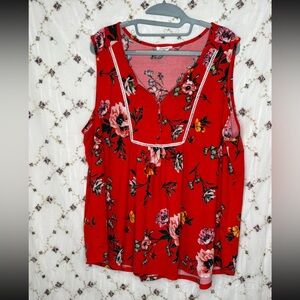 Siren Lily Red Floral Blouse